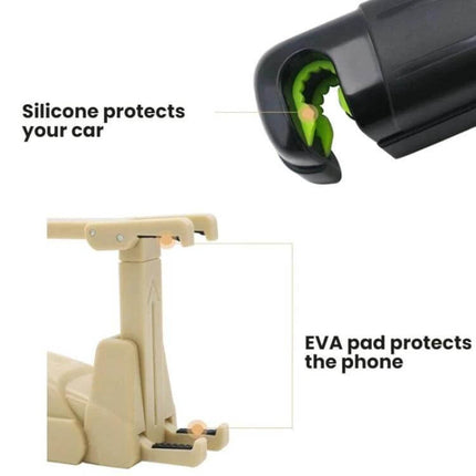 Car Phone Holder With Extendable Hidden Hook For Hands Free Driving showing silicone-protected hook and EVA pad to protect phone and car