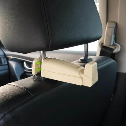 Car Phone Holder With Extendable Hidden Hook For Hands Free Driving mounted on headrest for hands-free viewing and compact storage