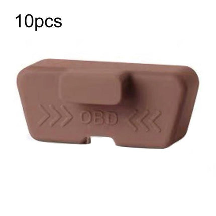 Keep Your Car's OBD Port Safe During Routine Maintenance silicone OBD port cover with ergonomic handle, brown protective dust cap for maintenance