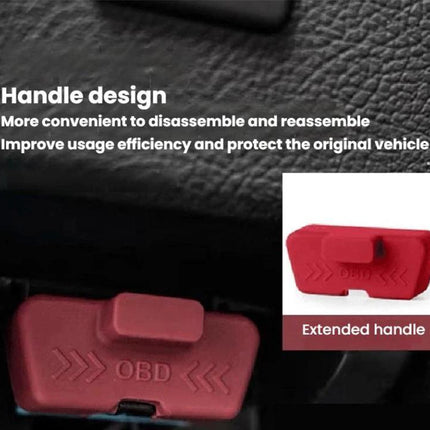 Keep Your Car's OBD Port Safe During Routine Maintenance - red silicone OBD port cover with ergonomic handle protecting port during oil change