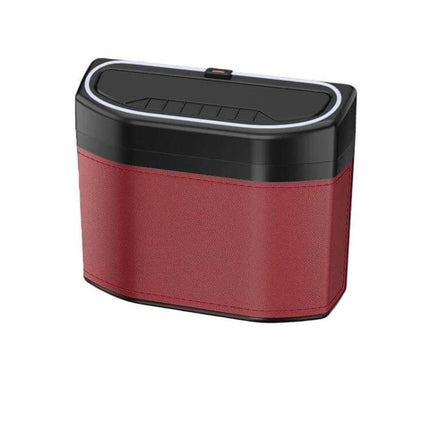Car Trash Can Side Mounted Storage Box For Cars In Car Interior - red microfiber leather compact side-mounted car trash bin