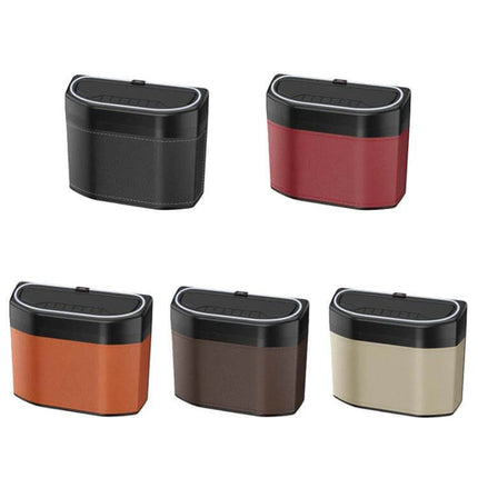 Car Trash Can Side Mounted Storage Box For Cars In Car Interior - microfiber leather ABS side-mounted car trash bin in multiple colors