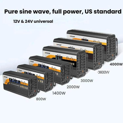 XUYUAN Pure Sine Wave Inverter for Car Battery Power Conversion - lineup of 800W to 4000W pure sine wave inverters for vehicles