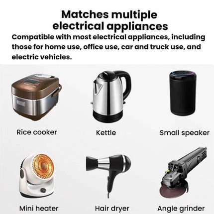 Xuyuan Car Power Inverter with LED Display for Vehicle Use powering rice cooker, kettle, speaker, heater, hair dryer and angle grinder