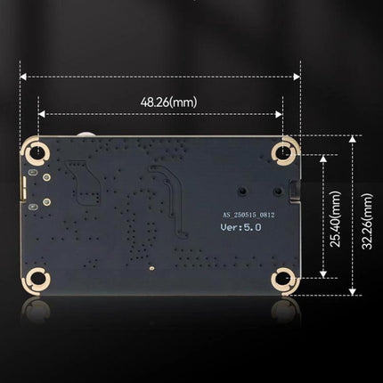 LQSC Bluetooth Car Audio Receiver Module for DIY Vehicles - compact PCB dimensions 48.26x32.26x25.40mm showing mounting holes and Ver:5.0 label