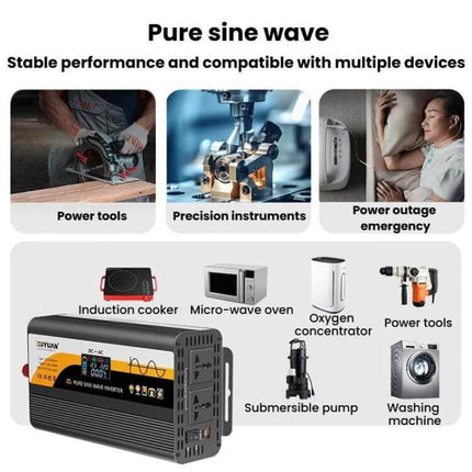 Universal Car Inverter for Powering Household Devices powering induction cooker, oxygen concentrator, power tools, microwave on the go