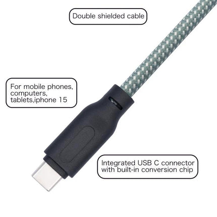 Cable for Connecting Guitar to Phone for Recording Sessions - Type-C plug with built-in conversion chip, double-shielded braided cable for mobile recording