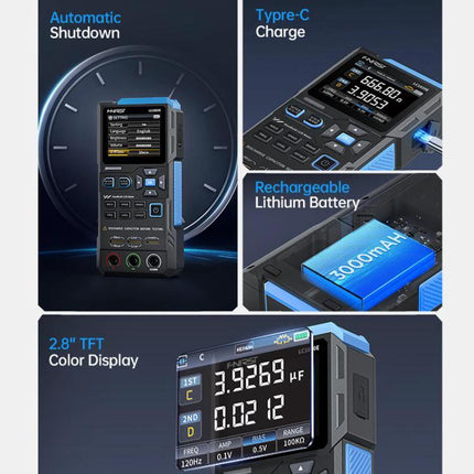FNIRSI Handheld Digital Tester for Capacitance and Resistance Measurements with 2.8" TFT display, Type-C charge and 3000mAh battery