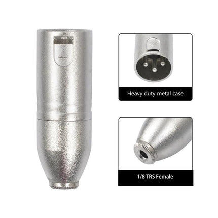 Connects Microphones to Cameras for Everyday Audio Recording compact XLR to 1/8 TRS adapter with metal case, balanced connection to reduce noise