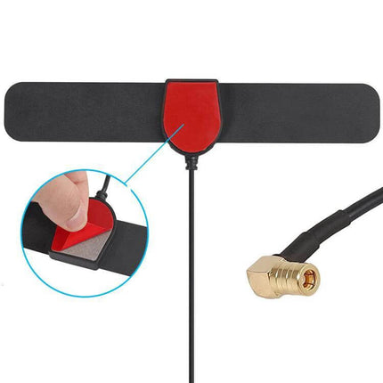 DAB+ Hidden Patch Antenna for European Digital Radio – slim self-adhesive DAB/DAB+/FM antenna with right-angle SMA connector for car or home
