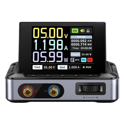 FNIRSI Portable Adjustable Power Supply for Daily Electronics Use showing color display with voltage current power readouts and binding posts