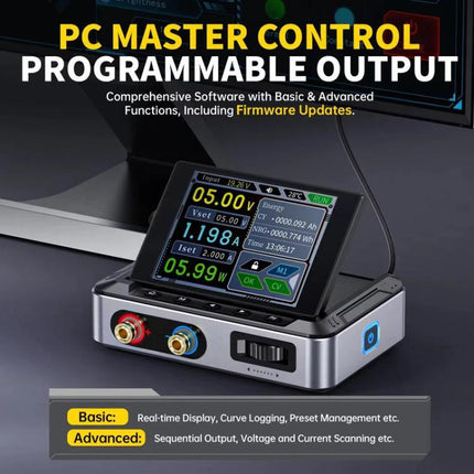 FNIRSI Portable Adjustable Power Supply for Daily Electronics Use compact adjustable voltage current unit with color display and banana terminals