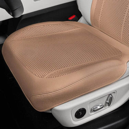 Breathable Car Seat Cushion For Everyday Comfort On The Go - tan ventilated seat cover with punched holes for airflow and secure non-slip fit