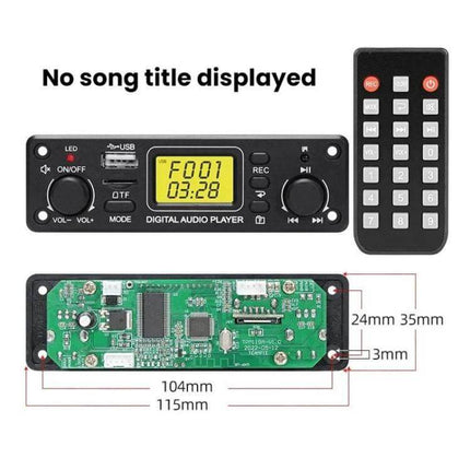Bluetooth MP3 Decoder Board for Car Audio Systems front panel with display, USB/TF slots and remote control
