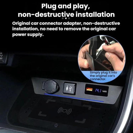 Wireless Car Charger With Digital Display For Everyday Driving showing plug-and-play non-destructive car installation and digital charge status