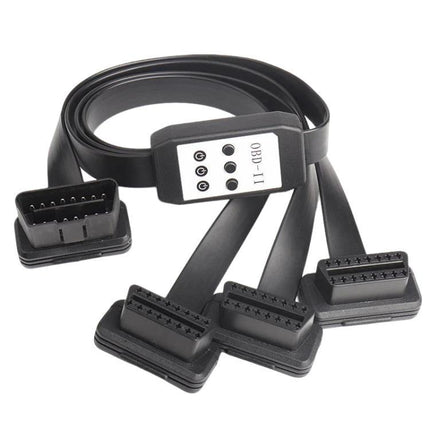 OBD2 Extension Cable for Everyday Vehicle Maintenance Tasks – flat black extension cable with multiple OBD2 connectors for easy dashboard diagnostics