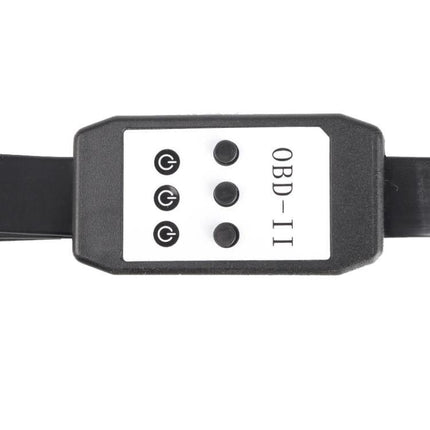 OBD2 Extension Cable for Everyday Vehicle Maintenance Tasks - close-up of OBD-II inline connector module with three buttons