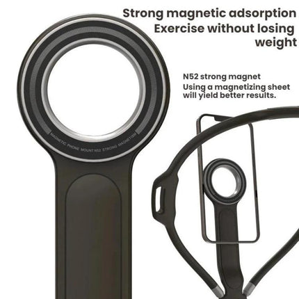 Magnetic Neckband Phone Holder for Outdoor Selfies and Streaming - black magnetic ring neckband phone mount for hands-free hiking and vlogging
