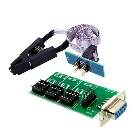 UPA USB Eeprom Adapter for Xprog ECU Programming with SOP8 showing clip, ribbon cable and adapter board for EEPROM read/write
