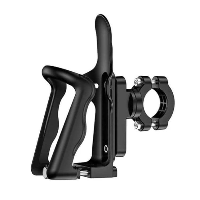 Bike and Motorcycle Water Bottle Holder for Easy Hydration on the Move - black tool-free handlebar mount, anti-wobble design