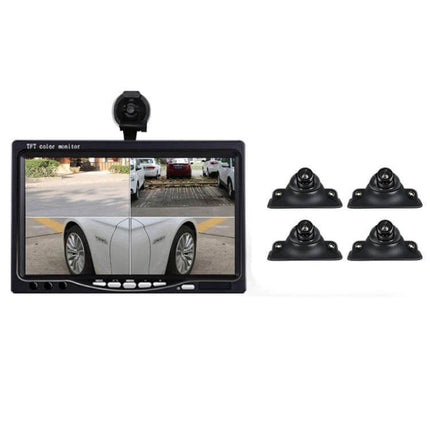 7-Inch Split-Screen Car Display for Reversing Assistance showing split HD rearview with four cameras for parking and low-light reversing