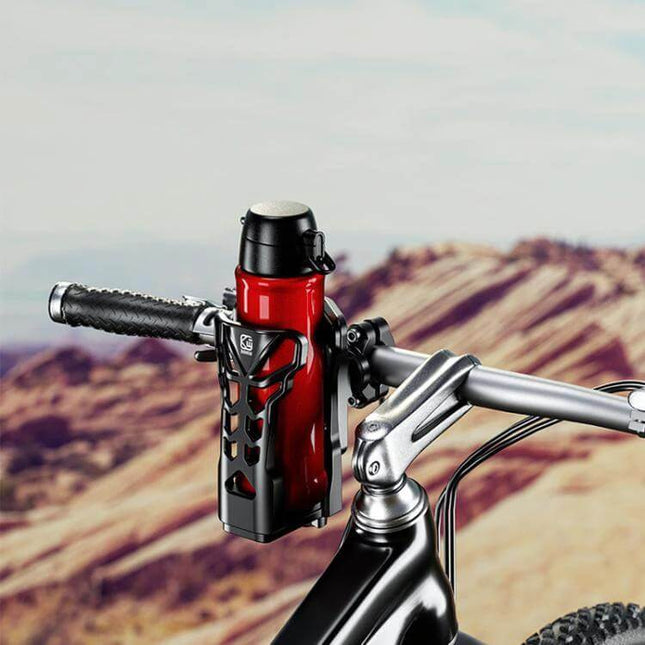 Bicycle Cup Holder With 5 Color Ambient Lights For Bicycles And Motorcycles mounted on bike handlebar, secure bottle carrier with easy-access design