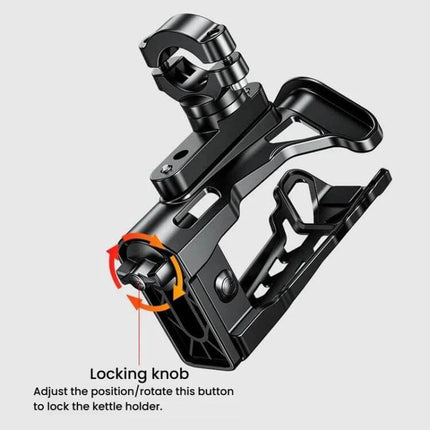 Bicycle Cup Holder With 5 Color Ambient Lights For Bicycles And Motorcycles — Black adjustable locking knob mount for bottles