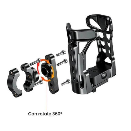 Bicycle Cup Holder With 5 Color Ambient Lights For Bicycles And Motorcycles showcasing 360° rotatable mounting hardware and secure bottle grip