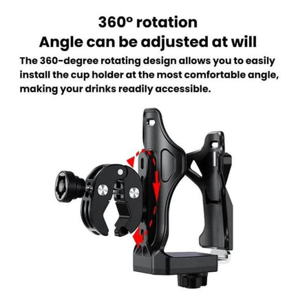 Bicycle Water Bottle Cage For Daily Use With Large Capacity - 360° Rotating Adjustable Aluminum Alloy Anti-Theft Clamp