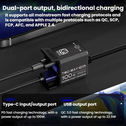 Motorcycle Dual-Way Phone Charger With Digital Display CNC aluminum dual-port waterproof charger with LED readout for phone GPS action cam