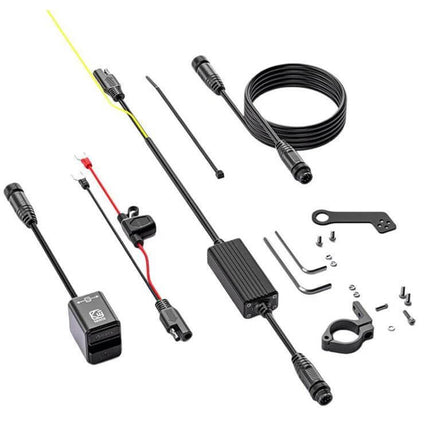 Motorcycle Dual-Way Phone Charger With Digital Display - CNC aluminum alloy dual output waterproof charger kit with LED status display and mounting accessories