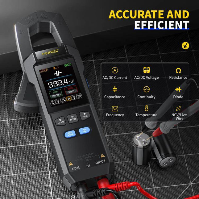 FNIRSI Automatic Current Clamp Multimeter for Electrical Testing measuring AC/DC current and voltage on household and automotive wiring