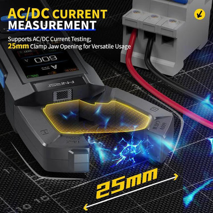 FNIRSI Automatic Current Clamp Multimeter for Electrical Testing measuring AC/DC current with 25mm clamp jaw for household and automotive diagnostics