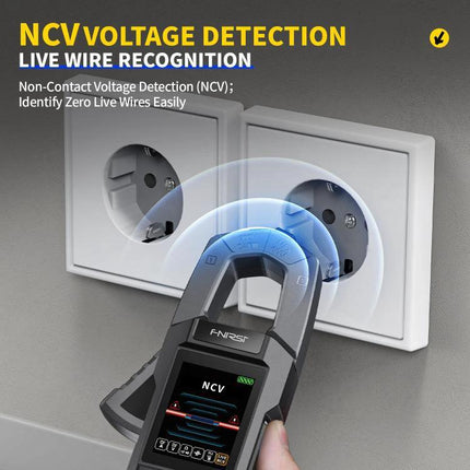FNIRSI Automatic Current Clamp Multimeter for Electrical Testing detecting NCV live wire voltage at wall outlet