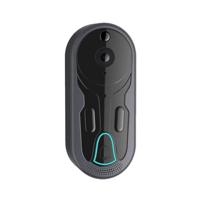 Wireless Night Vision Video Doorbell with Two-Way Intercom black wireless doorbell camera with 1080p night vision and two-way intercom