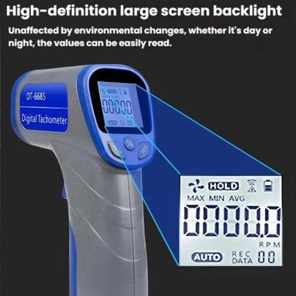Handheld Laser Tachometer for Checking Motor Speeds Effectively - handheld non-contact laser RPM meter with backlit display