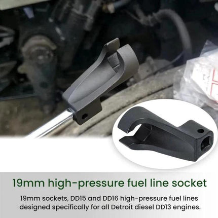 Handy Accessory for Routine Truck Maintenance Tasks 19mm high-pressure fuel line socket for Detroit DD13 DD15 DD16, 45# steel durable tool