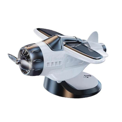 Solar-Powered Car Dashboard Airplane Ornament That Rotates in Sunlight - compact silver solar airplane dashboard spinner