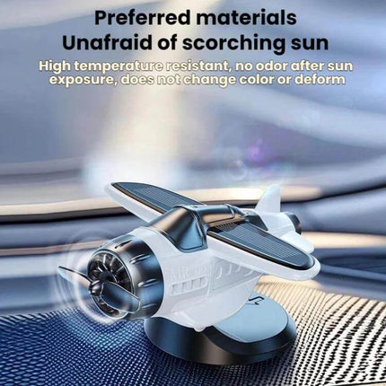 Solar-Powered Car Dashboard Airplane Ornament That Rotates in Sunlight compact airplane dashboard ornament with aviation-grade solar panels rotating in sun