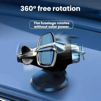 Solar-Powered Car Dashboard Airplane Ornament That Rotates in Sunlight - compact solar airplane ornament spinning 360° on car dashboard