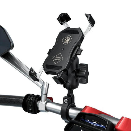 Kewig Motorcycle Phone Holder For Bike Navigation mounted on motorcycle handlebar, adjustable anti-slip silicone phone grip for 3.5–6.5 inch phones