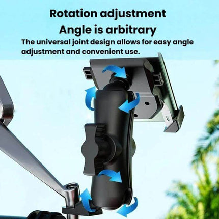 Kewig Motorcycle Phone Holder For Bike Navigation showing universal joint rotation adjustment and anti-slip silicone contact points