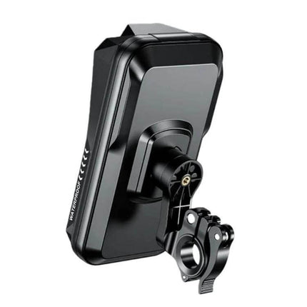 Motorcycle Outdoor Waterproof Phone Mount OneClick Release For Rides black IP66 phone holder with handlebar clamp and 180° rotation