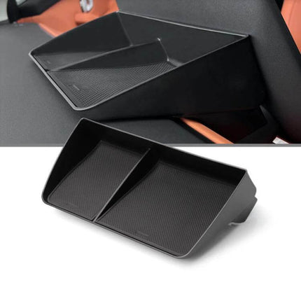 Central Control Screen Storage Box for Car, Easy Access black ABS PVC organizer tray for phones keys coins chargers