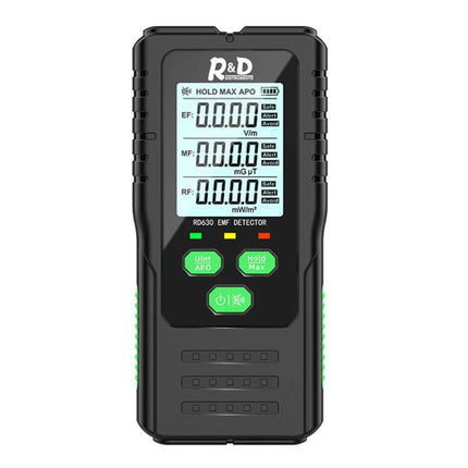 R&D Instruments RD630 Electromagnetic Radiation Detector for Wireless Signals handheld EMF meter showing digital display and buttons