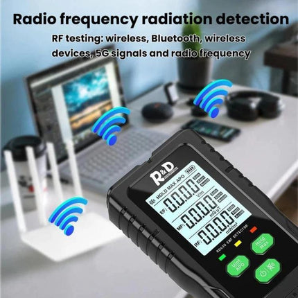 R&D Instruments RD630 Electromagnetic Radiation Detector for Wireless Signals handheld meter detecting Wi-Fi 5G radiation near laptop and devices