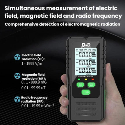 R&D Instruments RD630 Electromagnetic Radiation Detector for Wireless Signals handheld device measuring electric, magnetic field and radio frequency levels