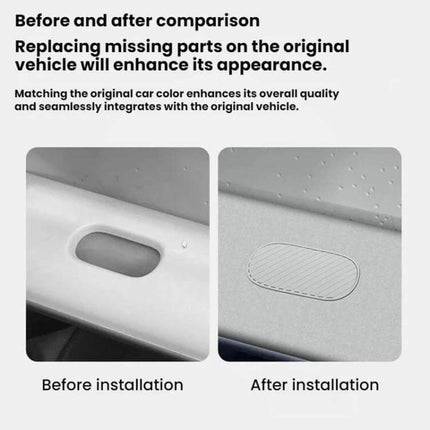 Leapmotor Passenger Side Silicone Plug For Sealing shown before-and-after installed covering factory cavity to prevent dust and moisture