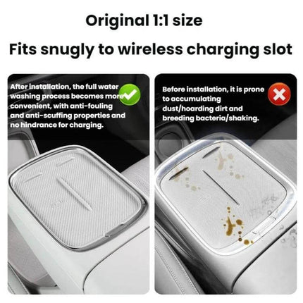 Center Console Silicone Protective Anti Slip Mat Purple Full Coverage shown fitted to Leapmotor B103 wireless charging slot, waterproof anti-slip surface