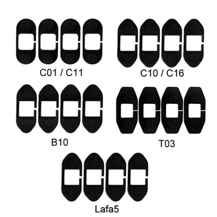 Silicone Door Limiter Covers For Leapmotor Vehicles 4 Pack – black silicone door limiter covers set showing multiple fitment models C01 C11 C10 C16 B10 T03 Lafa5